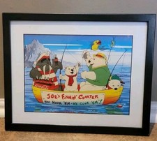 1998 Coca-Cola Joe's Fishin Charter Framed Silkscreen Framed Print Coke New