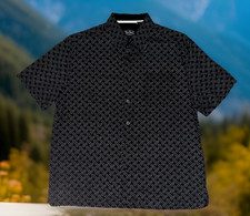 Nat Nast UNIQUE CROSSHATCH PATTERN Mens Size Large Silk Camp Shirt