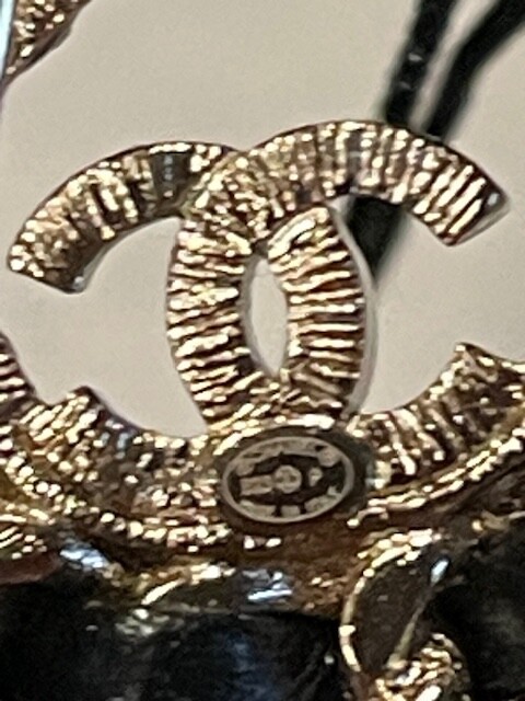 CHANEL No.5 Logo Brooch Gold Black with Crystal Rhinestone