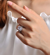 2Ct Emerald Cut Lab-Created Diamond Womens Engagement Ring 14K White Gold Plated