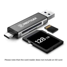 REDTIGER 2-in-1 Card Reader with USB-C & USB-A Interface