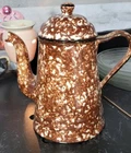 Vintage Stangl Pottery Brown Town and Country Spongeware Lidded Coffee Pot  Rare