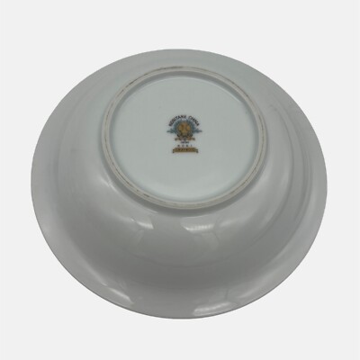 Vintage Noritake Graywood Pair Coupe Cereal Bowls Platinum Trim