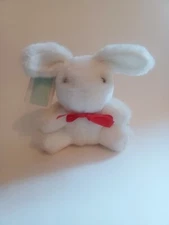 Vintage Mary Meyer Rare SAMPLE Bandit Bunny White Plush Small Easter Rabbit Tags