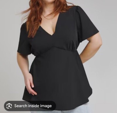 SIMPLY BE DAMEN TEEBLUSE SCHWARZ V-AUSSCHNITT NEU (ref 214/568)