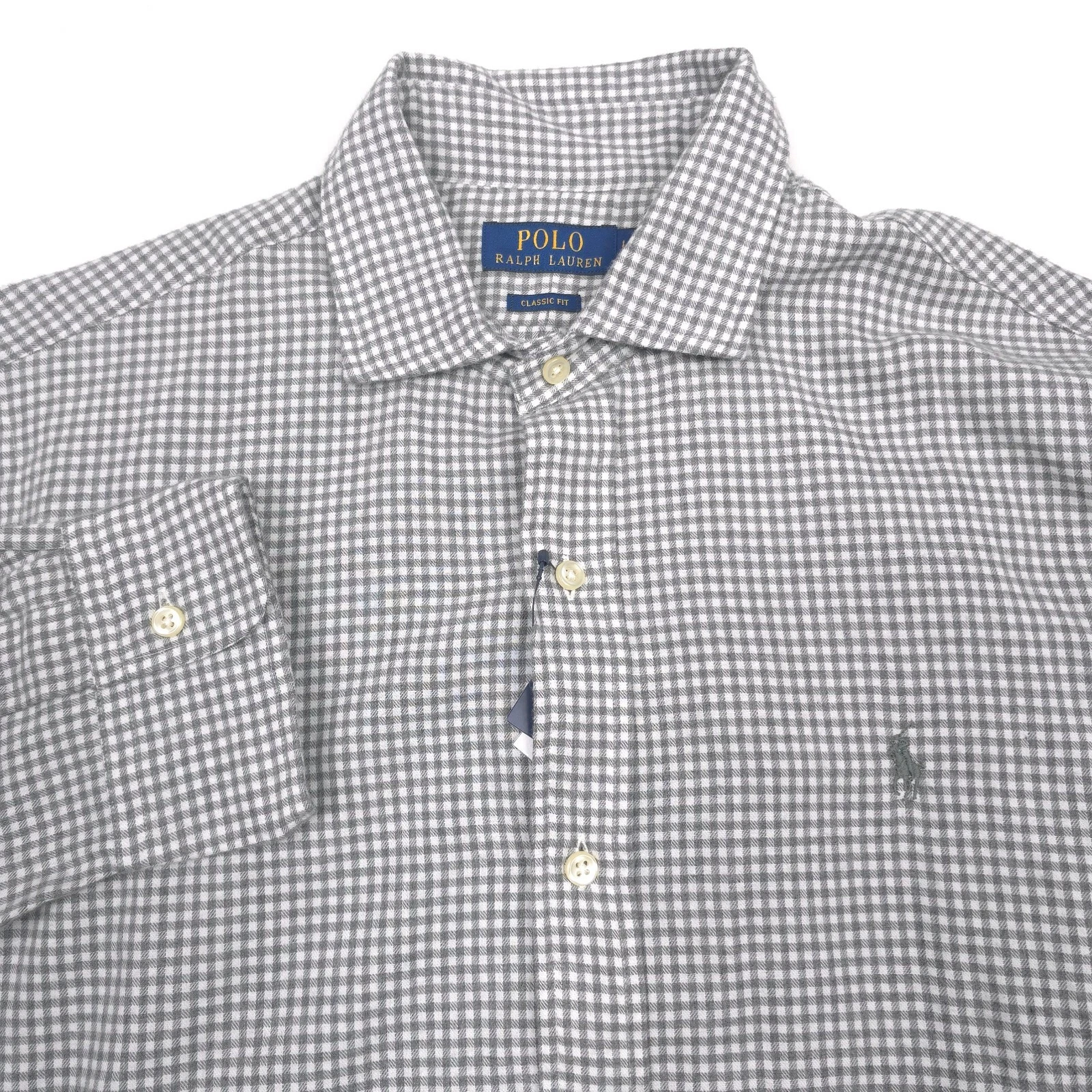 Polo Ralph Lauren Button Up Shirt Mens Medium Classic-Fit Gray Brushed Twill NWT