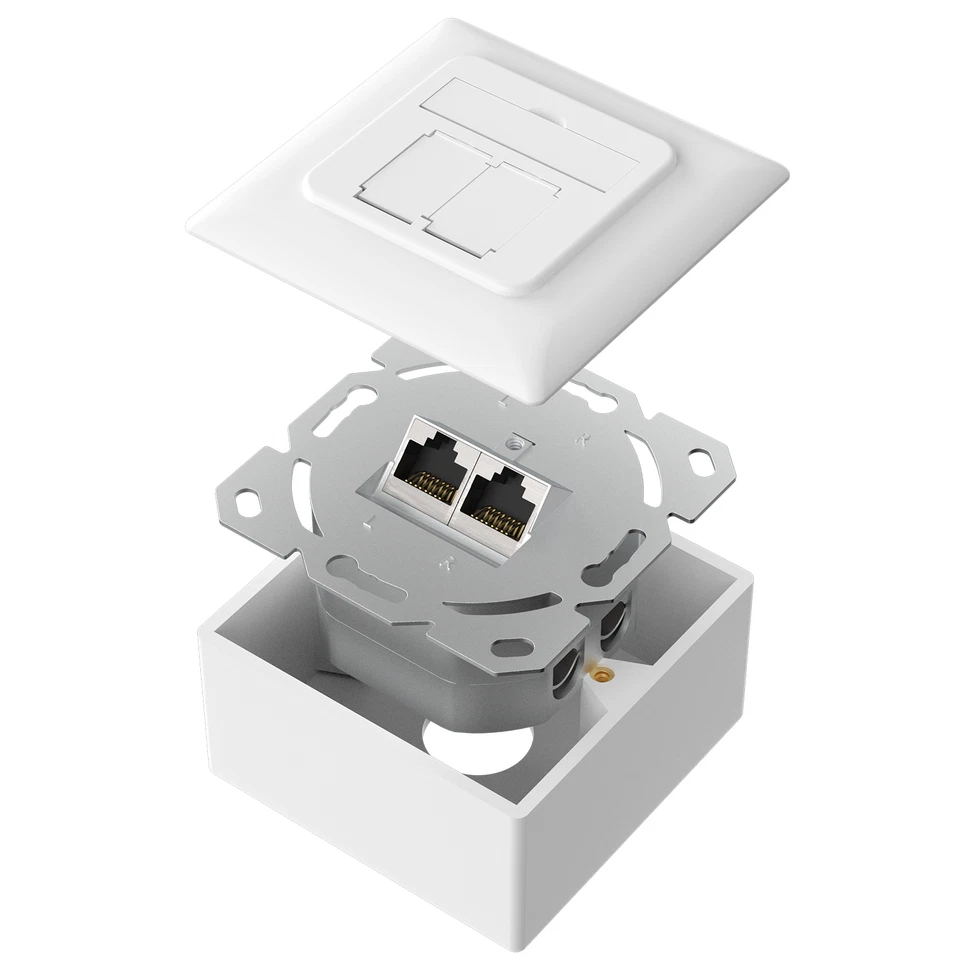 Netzwerkdose Aufputz Unterputz RJ45 Netzwerk Dose LAN CAT 6a CAT 7 Aufputzdose - Bild 2 von 4