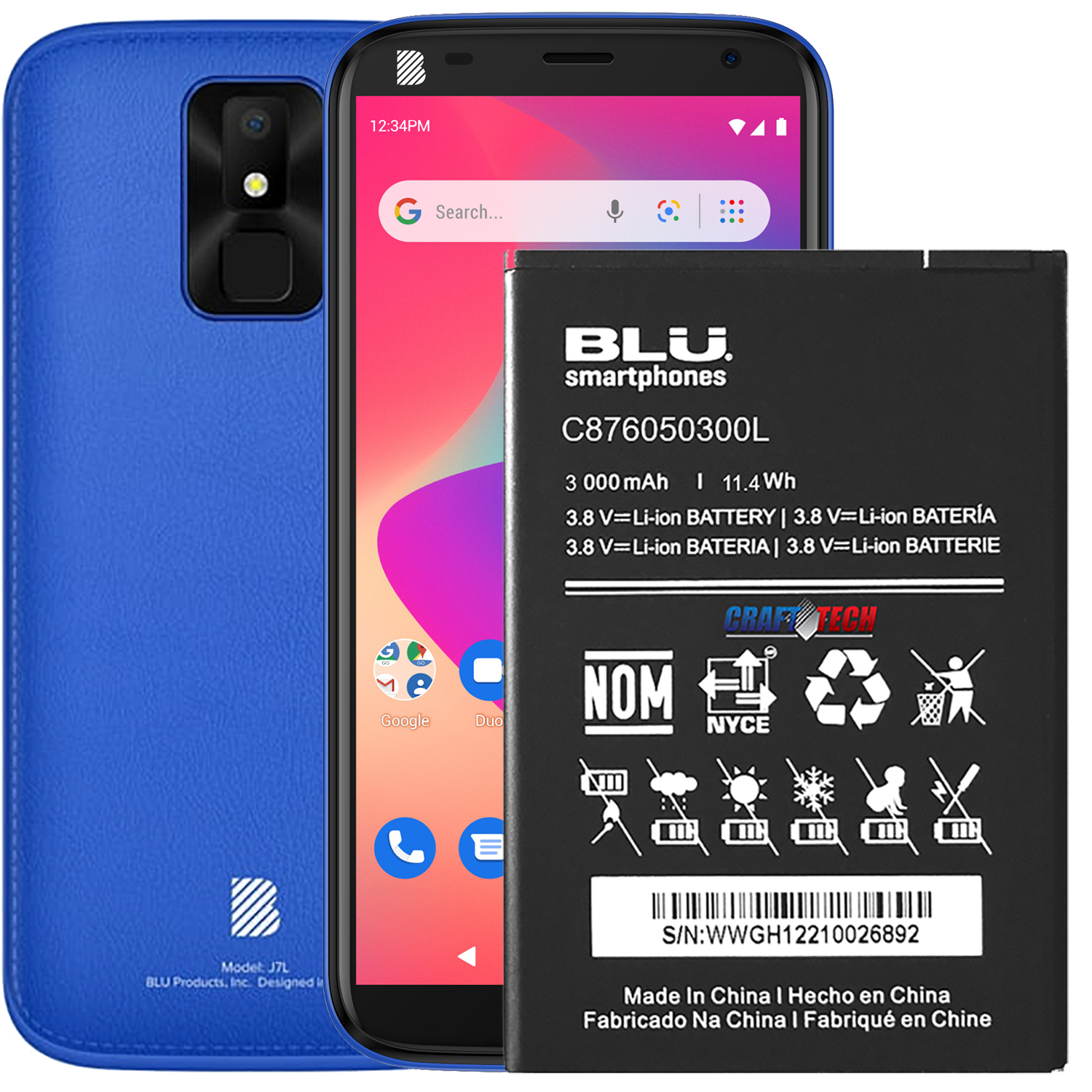 Blu R2 Battery BLU Original OEM BLU Battery 3000mAh 11.4Wh For BLU J7L J0070WW BLU C6L ...