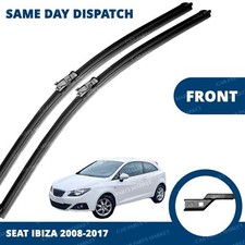 Front Windscreen 24" 16" Flat Aero Wiper Blades Pair for Seat Ibiza 2008-2017