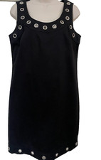 Calvin Klein Dress Size 10 Black Sleeveless Grommet Accent metal circles
