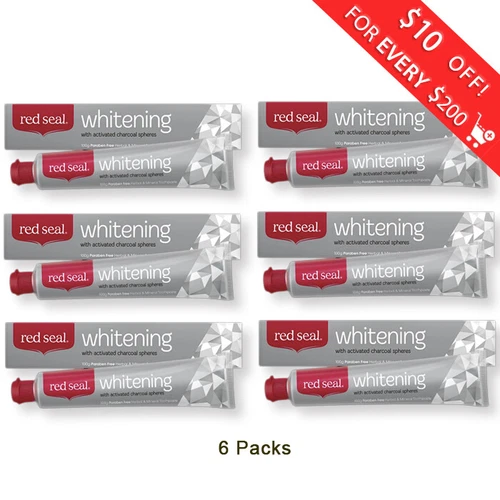 6 x Red Seal whitening Paraben free herbal & mineral toothpaste 100g from NZ