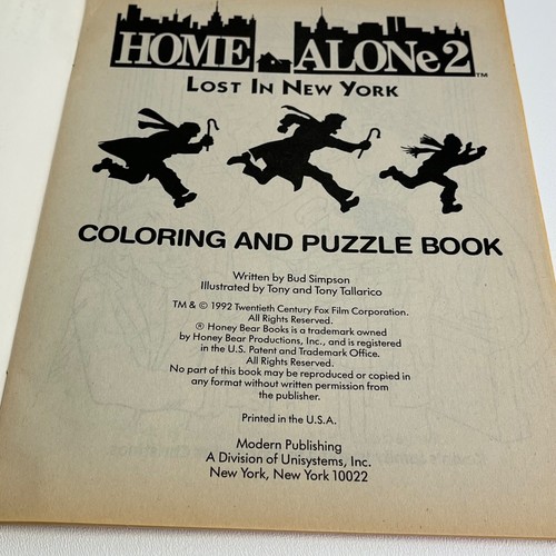 Vintage Home Alone 2 Lost in New York 1992 NEW Coloring & Puzzle Activity Books - Picture 7 of 18