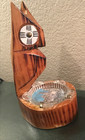 OWLS! VTG carved wood hand painted Mexican folk art ashtray holder w/photo — photo 2