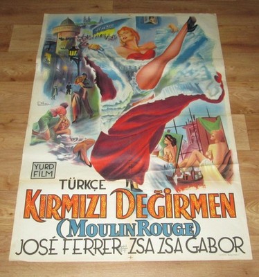 Zsa Zsa Gabor MOULIN ROUGE 1952 Vintage ORIGINAL 27x40 Turkish Movie Poster