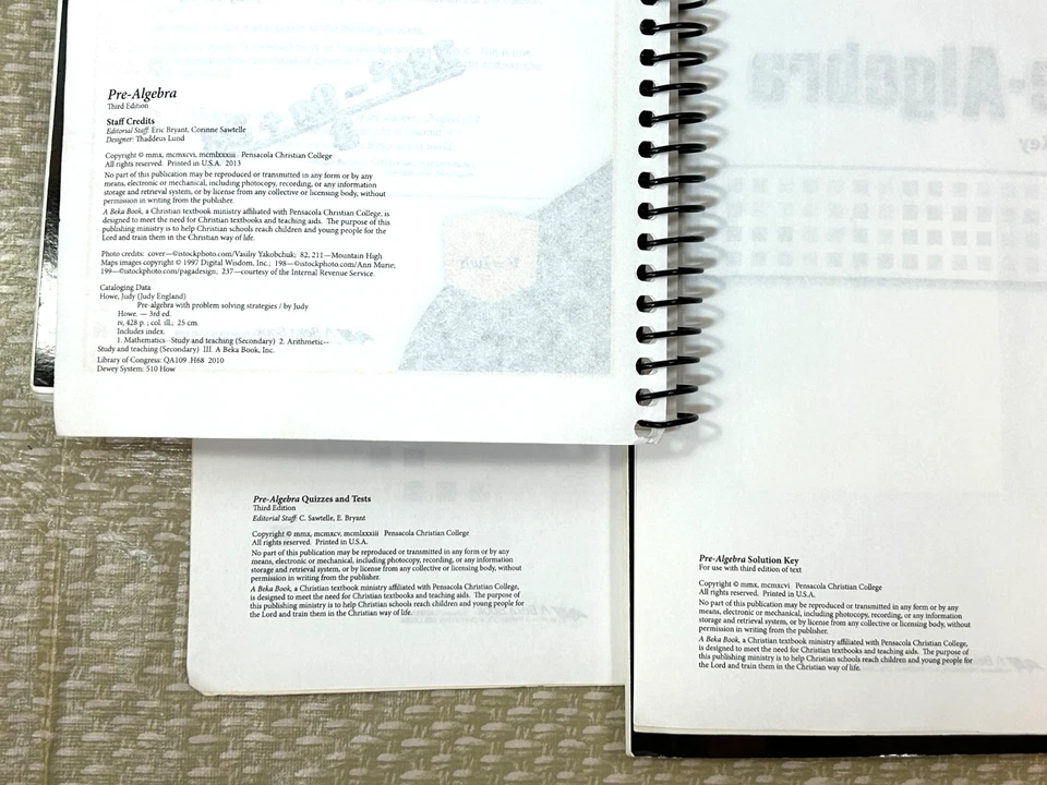 A Beka Pre-Algebra Third Edition Teacher Key, Solution Key, Tests Key Homeschool - Image 3 of 4