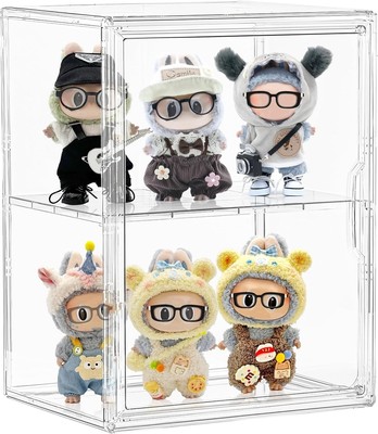 For LABUBU Acrylic Display Case for Collectibles, Clear Storage Bin