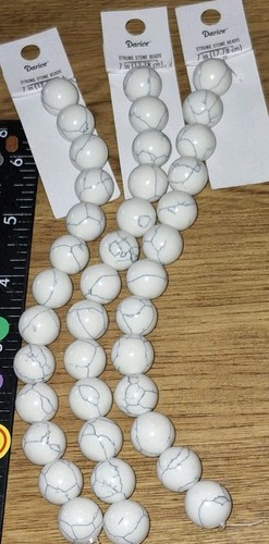 Glass beads lot Of 3 ,14mm Round White Round Stone Beads,darice,jewelry making