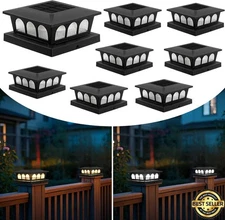 8 Pack 2 Modes Solar Post Cap Lights For 4x4 5x5 Outdoor LED Deck Fence Decor