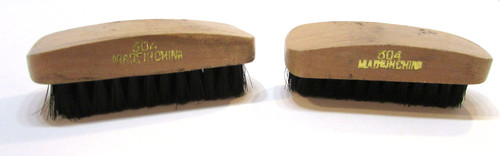 2 Old 1980s Nylon w Wood Handles Vintage Small 3.5" Long Shoe Shine Polish Brush