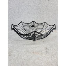 Black Wire Spider Web Fruit Bowl Candy Dish Halloween Decor
