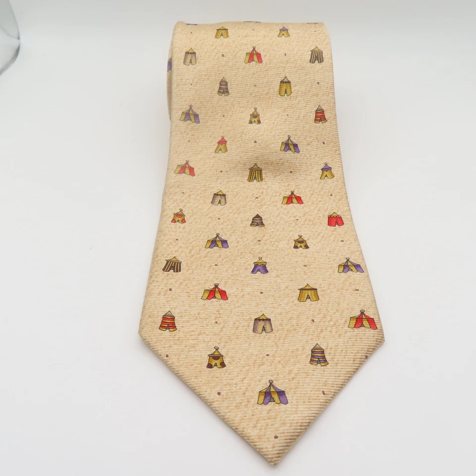 Bvlgari Tie Mens Brown Tents Sevenfold 4" 59" Long Italy Davide Pizzigoni - Image 3 of 4