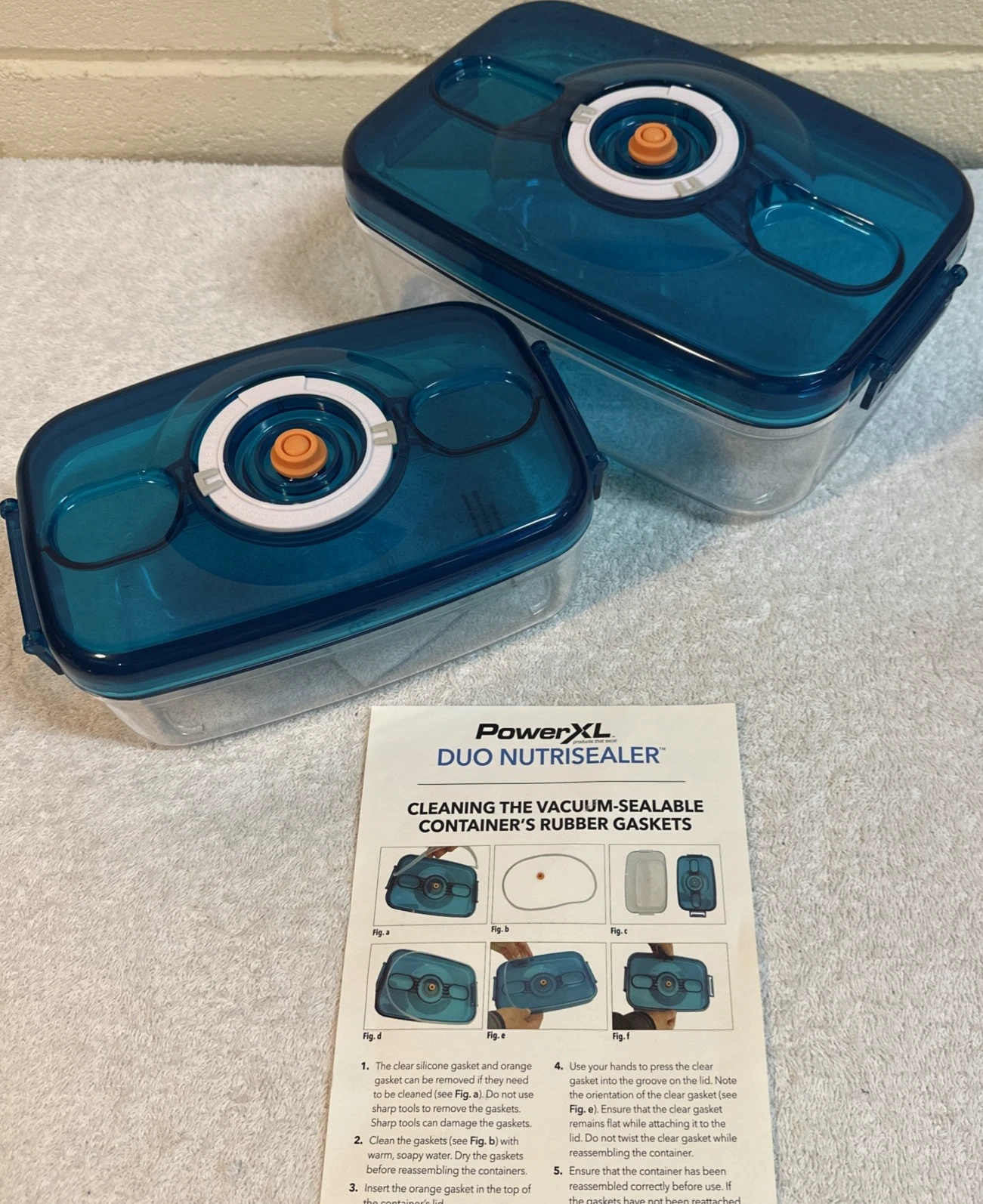 PowerXL Duo Nutrisealer Large & Small Containers w/ Vacuum Lid Sealers NEW QVC