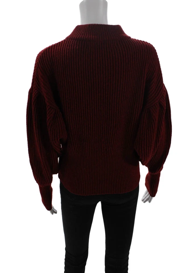 Suéter Pullover Zara Tejido Para Mujer Cuello Alto Recortado Punto Grueso Rojo Talla S Foto 3 de 4