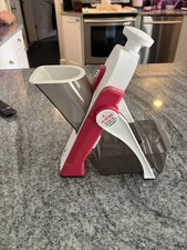 Red Geoffrey Zakarian Safe Slice Upright Mandoline W/ Adjustable Thickness