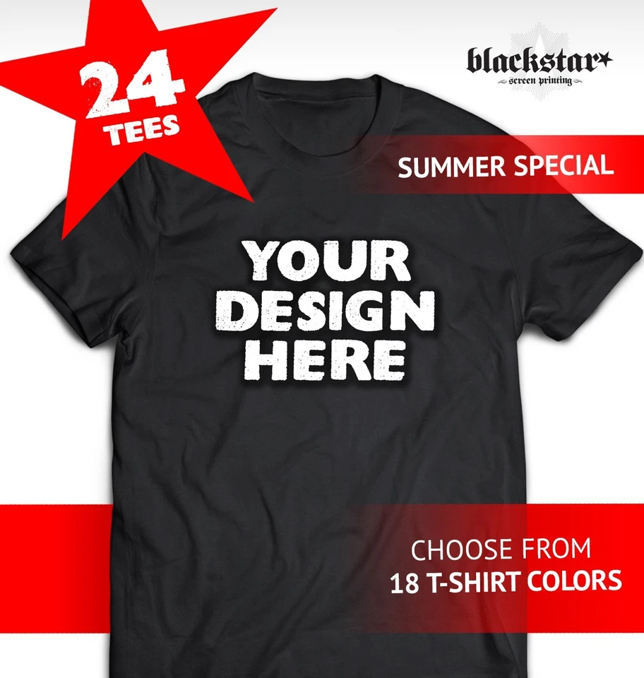 SUMMER SPECIAL! GILDAN 24 LIGHTWEIGHT T-SHIRTS CUSTOM SCREEN PRINTING 1-COLOR - Image 1 of 4