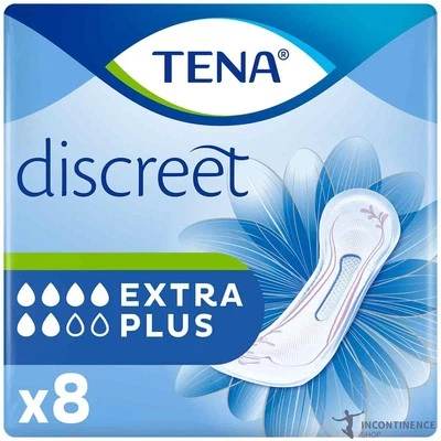 TENA Discreet Extra Plus Thin Incontinence Pads for Women - 750ml (Pack of 8)