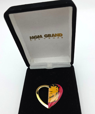Betty Boop Key Ring MGM Grand Las Vegas 1993 King Features Heart Enamel Gold Ton