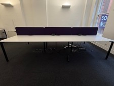 6-Person Office Bench Desk Workstation Back-to-Back with Partition Screens 360cm