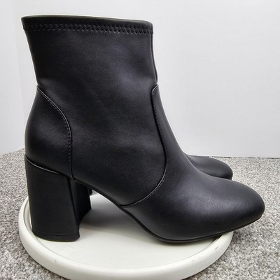 Madden NYC Boot Womens Side Zip Heeled Bootie Block Heel Black Size 9.5M