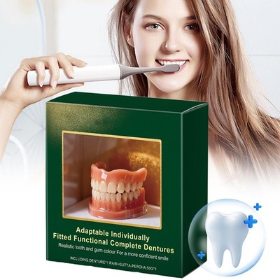 Full Denture Set Upper Lower False Teeth For Men Women Teeth Replacement^