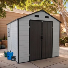 8x8 FT Outdoor Resin Storage Shed with Windows,Strong Aluminum Frame & Floor