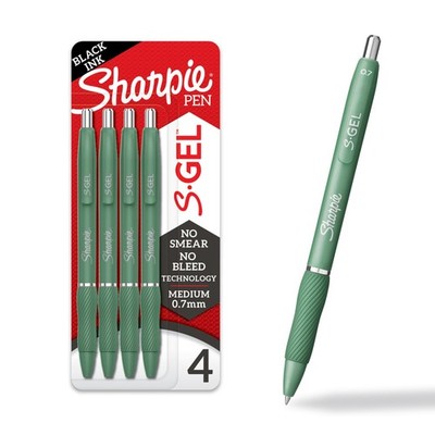 Sharpie S-Gel Gel Pens, Green Barrel, Black Ink, Medium Point (0.7mm), 4 Coun...