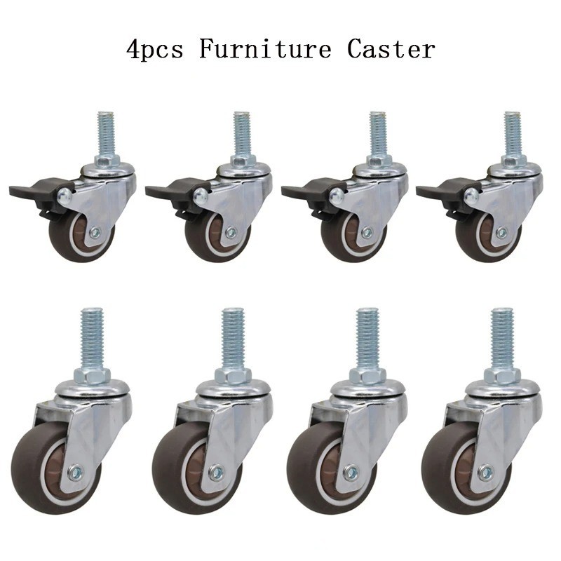 4pcs Furniture Caster Wheels Swivel Soft Rubber Roller Wheels for Bed Crib