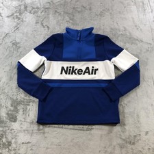 Nike Air Track Jacket Kids Medium Blue White 1/2 Zip Logo Colorblock Pullover