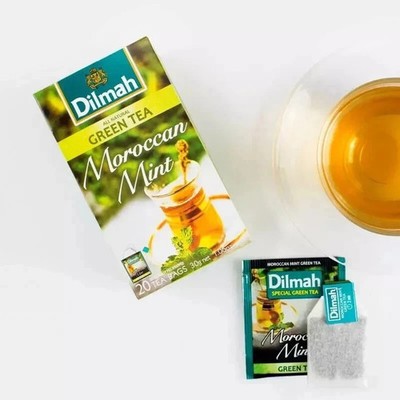 Dilmah Moroccan Mint Green Tea-20 Individually Wrapped Tea Bags Free Ship