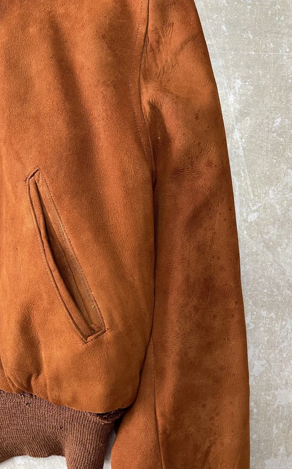 Chaqueta Bomber de Cuero Admiral Byrd True Vintage Años 40 Marrón Gamuza Hecha en EE. UU. Foto 4 de 4