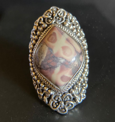 Sarda,Bali Made,Beautiful & Unique,925,Porcelain Jasper Ring Sz 7.5, 8.5, 9.5
