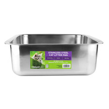 Vibrant Life High-Sided Stainless Steel Cat Litter Box 18.7" L x 15.5" W x 5.3"