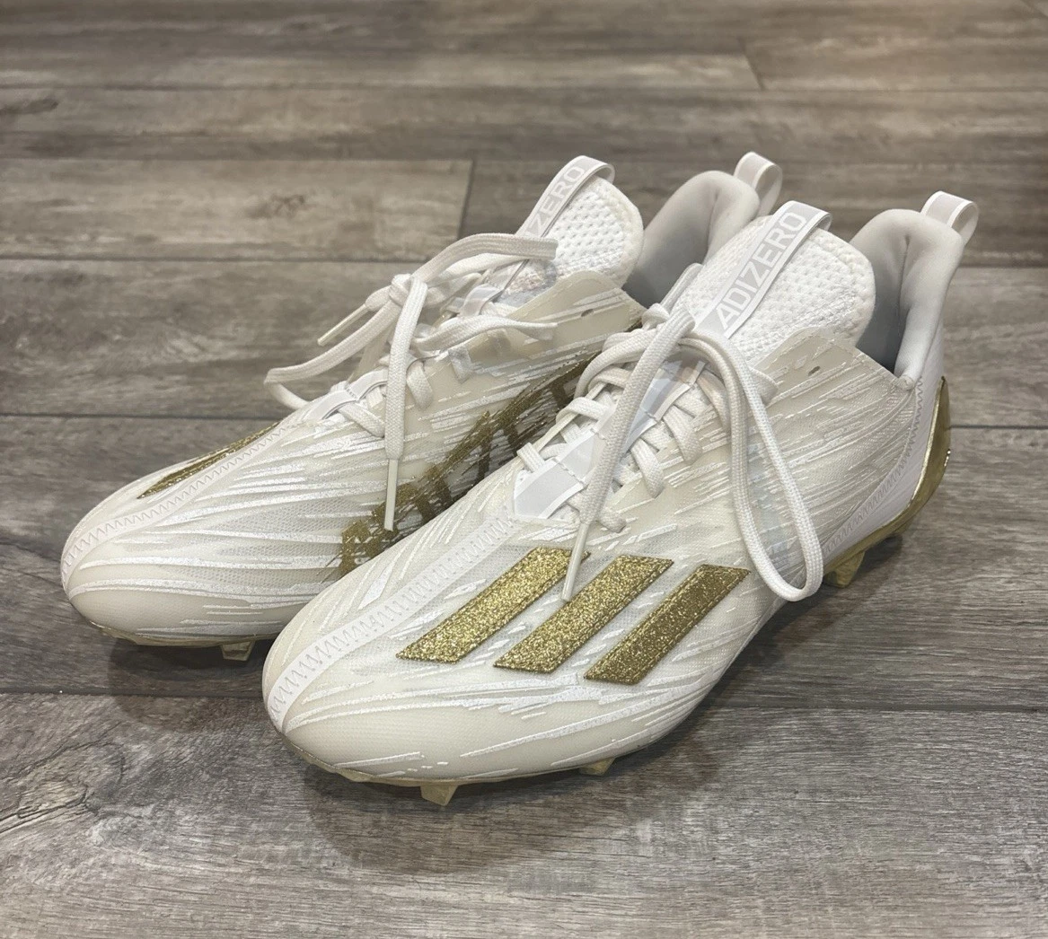 Adidas Adizero White Gold Athletic Football Cleats Men's Sizes 9.5/10 (GX5122)
