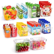 Set Of 10 Refrigerator Pantry Organizer Bins, Clear Plastic Food Storage Bins...