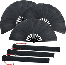 2 Pezzi Ventagli Pieghevoli in Seta Cinese Con Guscio Protettivo in Tessuto,Vent