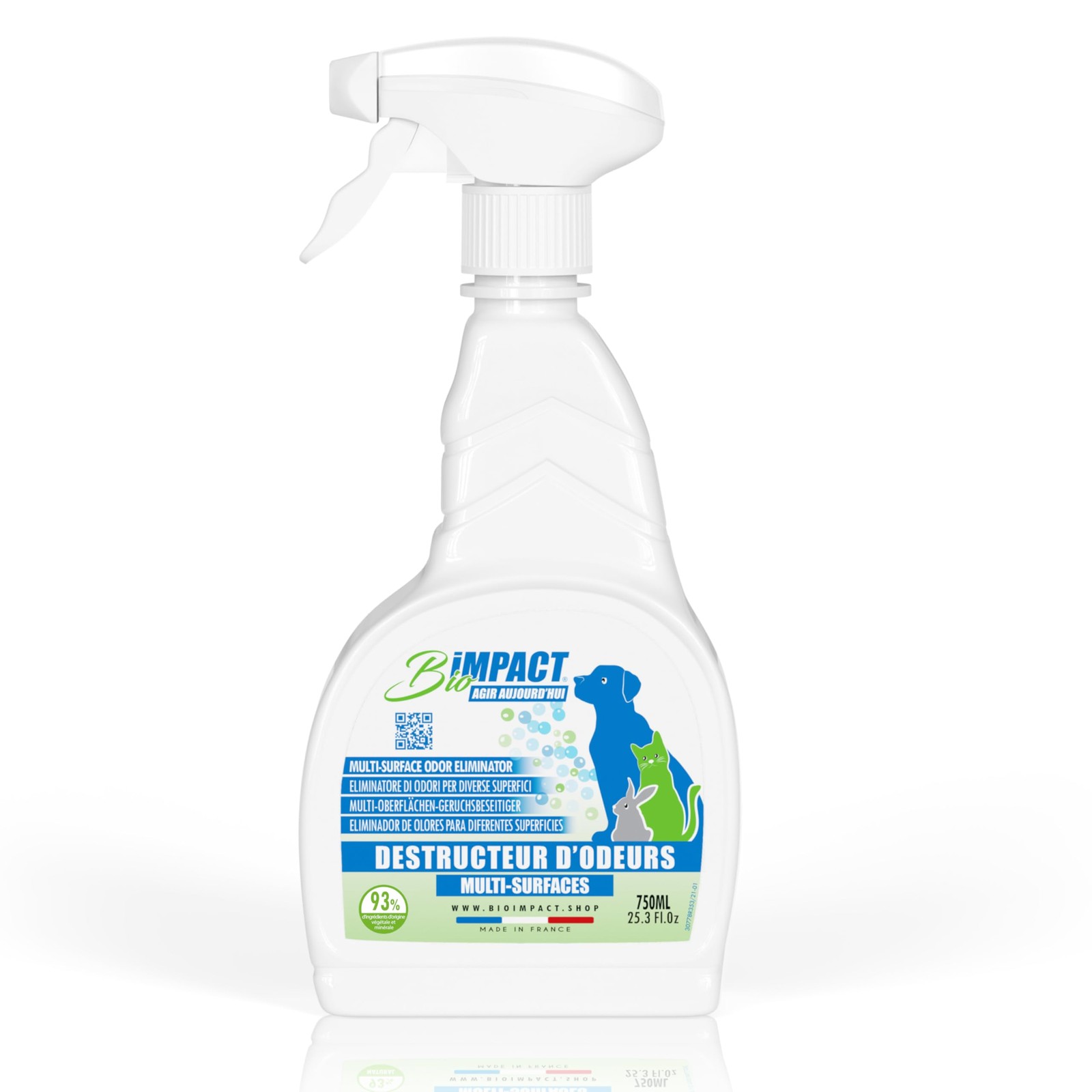 Spray anti-urine chat action rapide 1 minute pour litière et tissus 750ml