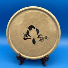 Jugtown Ware Round Pottery 7” Trivet Blue Bird on Tan North Carolina 1987