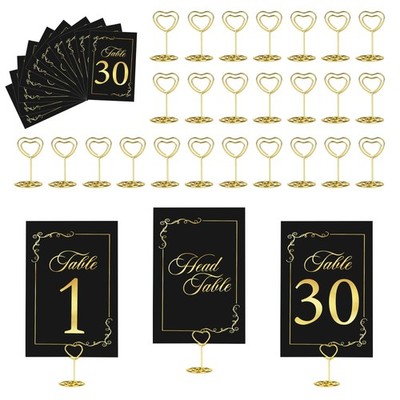 31 Sets Wedding Table Number Holders, Black Gold, Metal, Rectangular Pedestal...