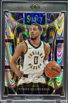Tyrese Halliburton RARE SILVER WAVE REFRACTOR SSP INVESTMENT CARD PACERS MINT