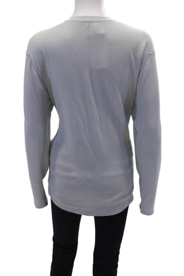 Top Lululemon Mujer Algodón Manga Larga Cuello Redondo Botón Tejido Gris Talla S Foto 3 de 4